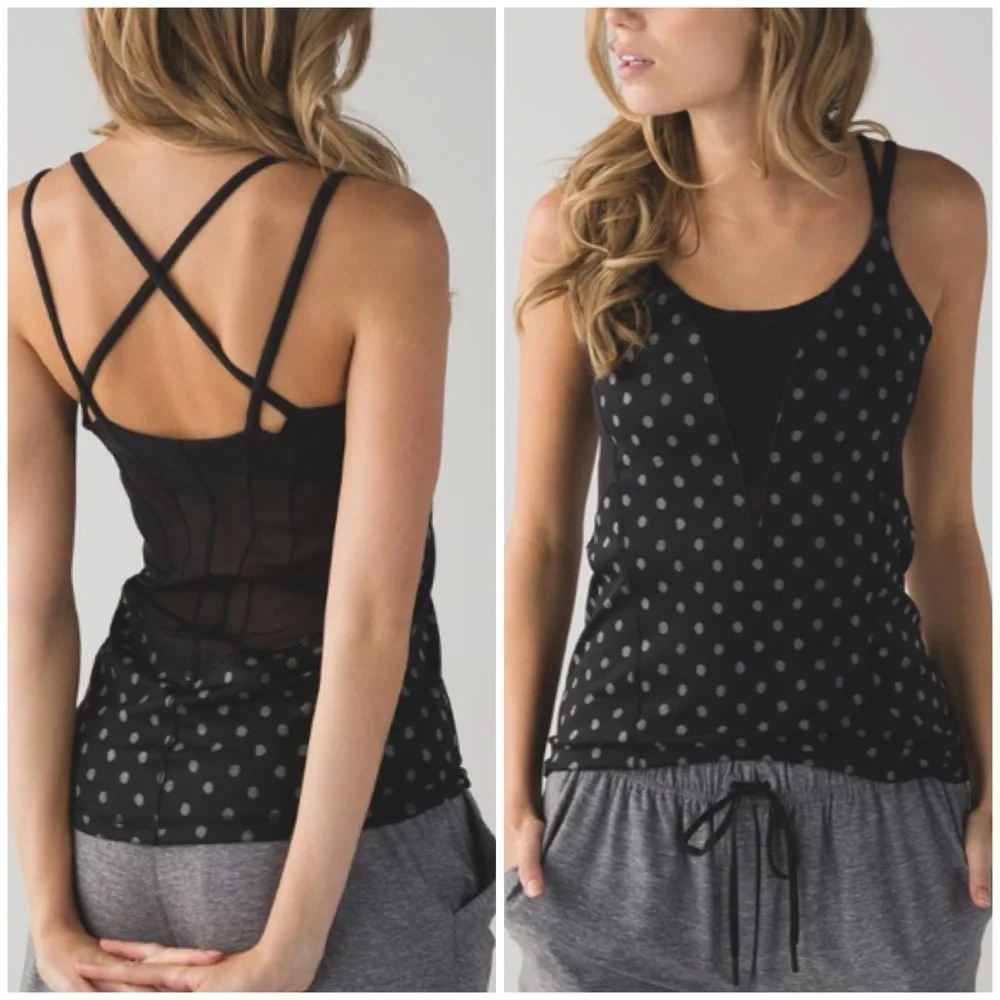 Lululemon Exquisite Tank In Ghost Dot Black Slate‎ Size 4
